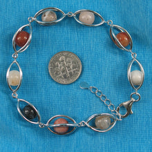 Load image into Gallery viewer, 9429947-Genuine-Multi-Color-Agate-Solid-Sterling-Silver-Lucky-Lantern-Bracelet