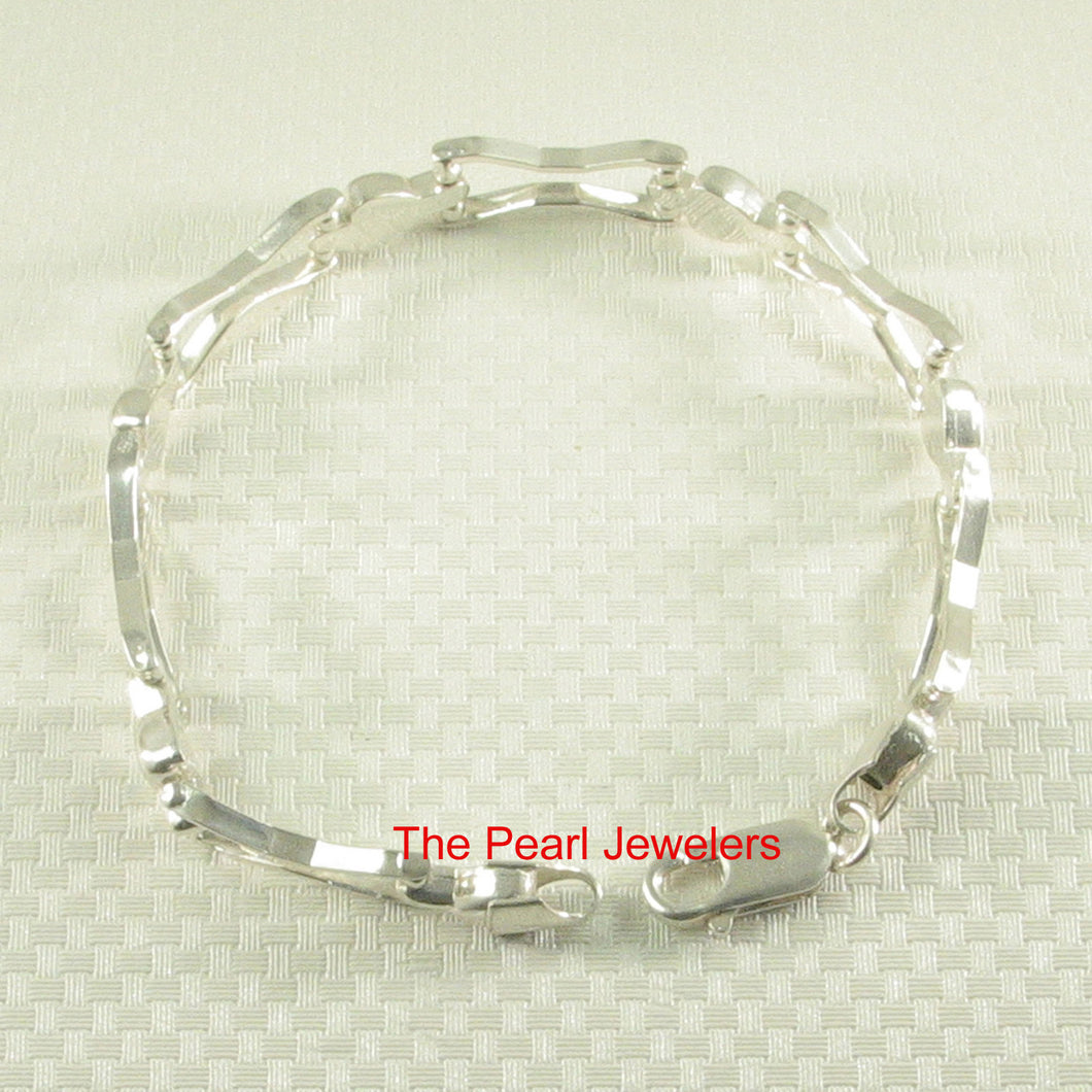 9430022-Unique-Vintage-Solid-925-Sterling-Silver-Six-Segment-Link-Bracelet