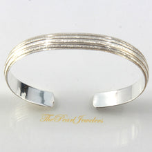 Load image into Gallery viewer, 9430030-Sterling-Silver-Diamond-Cut-C-Design-Bangle-Bracelet