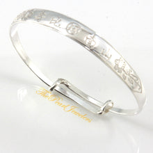 Load image into Gallery viewer, 9430036-Sterling-Silver-Adjustable-Bless-Bangle-Bracelet