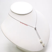 Load image into Gallery viewer, Solid Silver .925 CZ Twin White Pearl Necklace