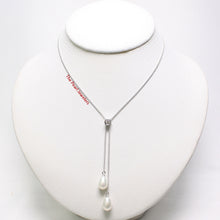 Load image into Gallery viewer, Solid Silver .925 CZ Twin White Pearl Necklace