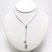 Load image into Gallery viewer, Solid Silver .925 CZ White &amp; Pink Pearl Necklace