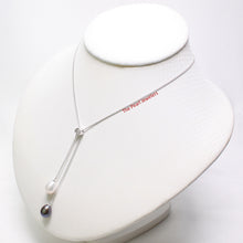 Load image into Gallery viewer, 9600024-Sterling-Silver-Cubic-Zirconia-White-Black-Pearl-Necklace