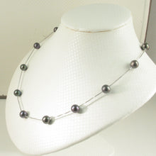 Load image into Gallery viewer, 9600091-Handcrafted-Solid-Sterling-Silver-Black-Cultured-Pearls-Tin-Cup-Necklace