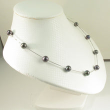 Load image into Gallery viewer, 9600091-Handcrafted-Solid-Sterling-Silver-Black-Cultured-Pearls-Tin-Cup-Necklace