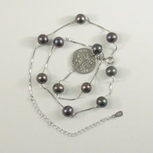 Load image into Gallery viewer, 9600091-Handcrafted-Solid-Sterling-Silver-Black-Cultured-Pearls-Tin-Cup-Necklace