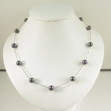 Load image into Gallery viewer, 9600091-Handcrafted-Solid-Sterling-Silver-Black-Cultured-Pearls-Tin-Cup-Necklace