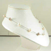 Load image into Gallery viewer, 9600094-Solid-Sterling-Silver- Mix-Color-Cultured-Pearls-Tin-Cup-Necklace