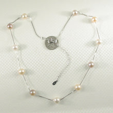 Load image into Gallery viewer, 9600094-Solid-Sterling-Silver- Mix-Color-Cultured-Pearls-Tin-Cup-Necklace