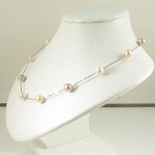 Load image into Gallery viewer, 9600094-Solid-Sterling-Silver- Mix-Color-Cultured-Pearls-Tin-Cup-Necklace
