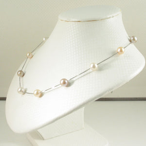 9600094-Solid-Sterling-Silver- Mix-Color-Cultured-Pearls-Tin-Cup-Necklace