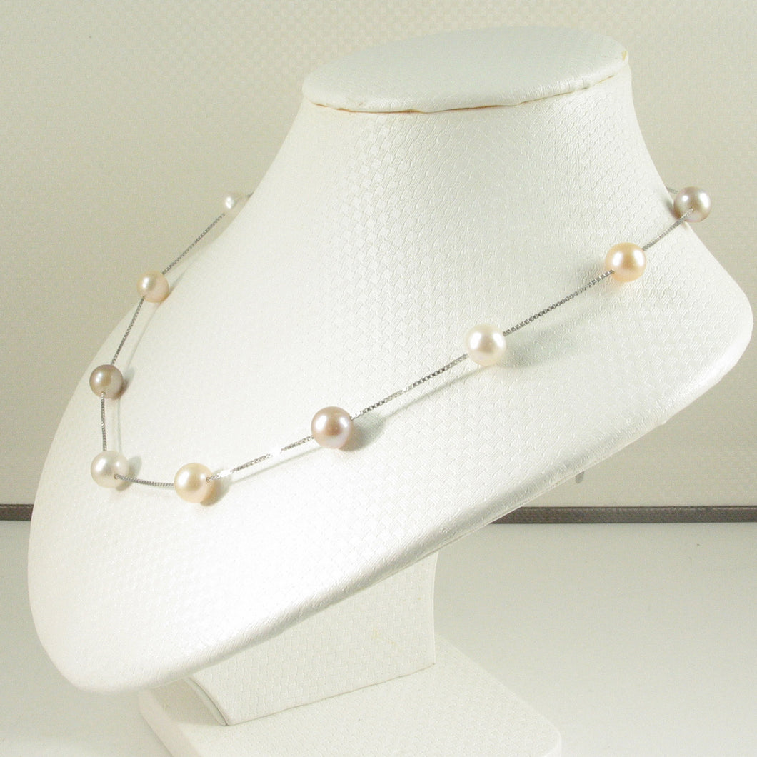 9600094-Solid-Sterling-Silver- Mix-Color-Cultured-Pearls-Tin-Cup-Necklace