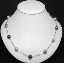 Load image into Gallery viewer, Solid Silver .925 Tin-Cup Multicolor Pearls Necklace