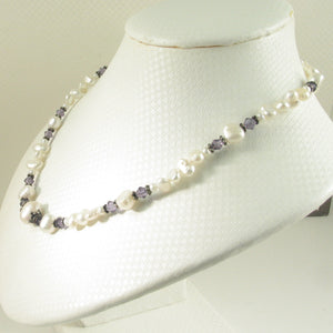 9600110A-Hand-Crafted-White-F/W-Pearls-Amethyst-Glass-Crystals-Necklace