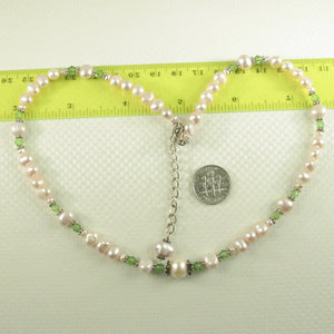 9600110P- White-Small-Baroque-Pearls-Peridot-Glass-Crystals-Necklace