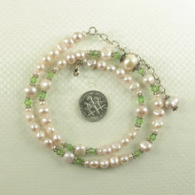 Load image into Gallery viewer, 9600110P- White-Small-Baroque-Pearls-Peridot-Glass-Crystals-Necklace