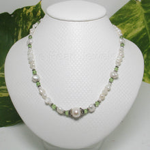 Load image into Gallery viewer, 9600110P- White-Small-Baroque-Pearls-Peridot-Glass-Crystals-Necklace