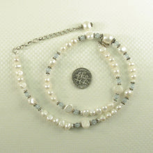 Load image into Gallery viewer, 9600110T-White-Small-Baroque-Pearls-Aquamarine-Glass-Crystals-Necklace