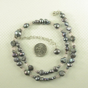 9600111R-Silver-.925-Black-Pearls-Rose-Quartz-Glass-Crystals-Necklace