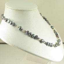 Load image into Gallery viewer, 9600111R-Silver-.925-Black-Pearls-Rose-Quartz-Glass-Crystals-Necklace