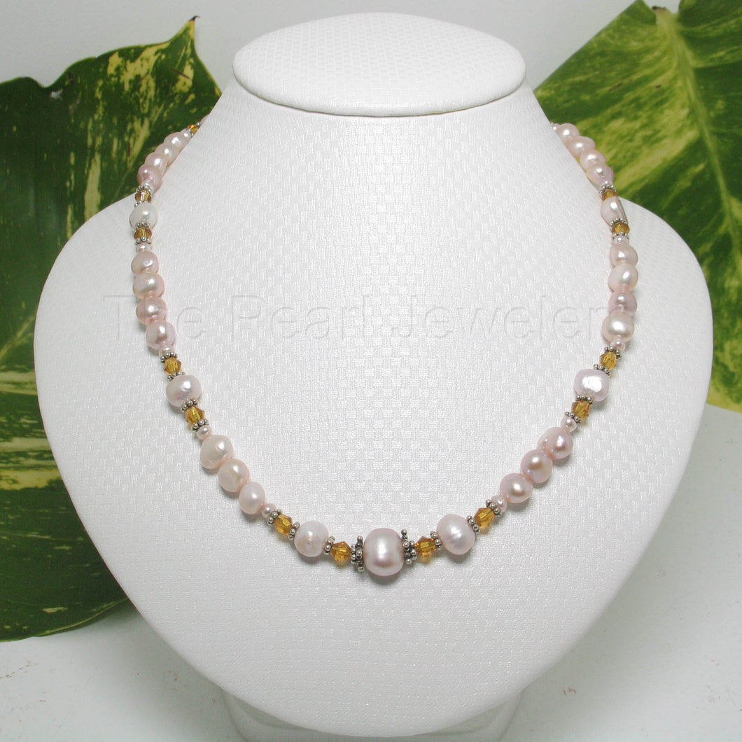Pink Pearl & Citrine Crystal Necklace
