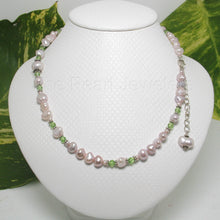 Load image into Gallery viewer, 9600112E-Silver-.925-Pink-Baroque-Pearls-Emerald-Glass-Bead-Necklace