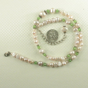9600112E-Silver-.925-Pink-Baroque-Pearls-Emerald-Glass-Bead-Necklace