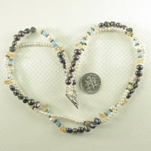 Load image into Gallery viewer, 9600124-Double-Stranded-Pearls-Stone-Crystal-Chips-Beads-Necklace