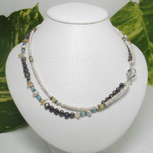 Load image into Gallery viewer, 9600124-Double-Stranded-Pearls-Stone-Crystal-Chips-Beads-Necklace