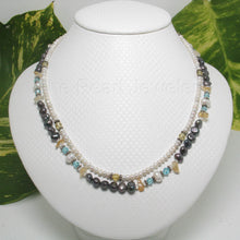 Load image into Gallery viewer, 9600124-Double-Stranded-Pearls-Stone-Crystal-Chips-Beads-Necklace