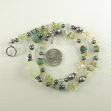 Load image into Gallery viewer, 9600133-Genuine-New-Jade-Pearls-Crystal-Chips-Silver-925-Necklace