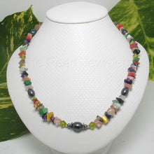 Load image into Gallery viewer, 9600143-Sterling-Silver-Black-Pearls-Mixed-Gemstone-Glass-Beads-Necklace