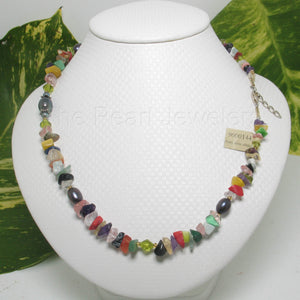 9600143-Sterling-Silver-Black-Pearls-Mixed-Gemstone-Glass-Beads-Necklace
