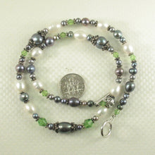 Load image into Gallery viewer, 9600153-Sterling-Silver-Toggle-Clasp-Black-Pearls-Mixed-Beads-Necklace