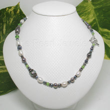 Load image into Gallery viewer, 9600153-Sterling-Silver-Toggle-Clasp-Black-Pearls-Mixed-Beads-Necklace