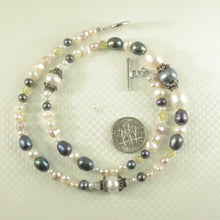 Load image into Gallery viewer, Black &amp; White Pearl Necklace with Chrysoberyl Crystals