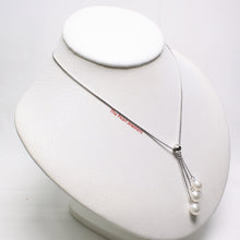 Load image into Gallery viewer, 9600200-Sterling-Silver-Triple-Dangle-Genuine-White-Cultured-Pearls-Necklace