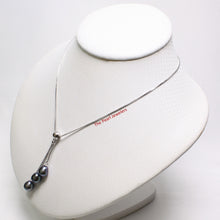 Load image into Gallery viewer, 9600201-Sterling-Silver-Triple-Dangle-Black-Cultured-Pearls-Necklace