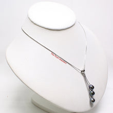 Load image into Gallery viewer, 9600201-Sterling-Silver-Triple-Dangle-Black-Cultured-Pearls-Necklace