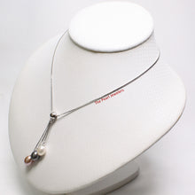 Load image into Gallery viewer, 9600207-Sterling-Silver-Dangling-White-Black-Pink-F/W-Pearls-Necklace