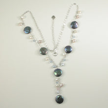 Load image into Gallery viewer, 9600231-Solid-Sterling-Silver-Hand-Crafted-Black-Coin-Pearls-O-chains-Necklace