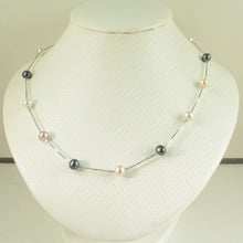Load image into Gallery viewer, 9601096-Hand-Crafted-Pink-Black-White-Pearl-Tin-Cup-Necklace