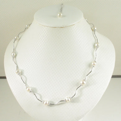 9609970-Solid-Sterling-Silver-Genuine-White-F/W-Culture-Pearls-Necklace