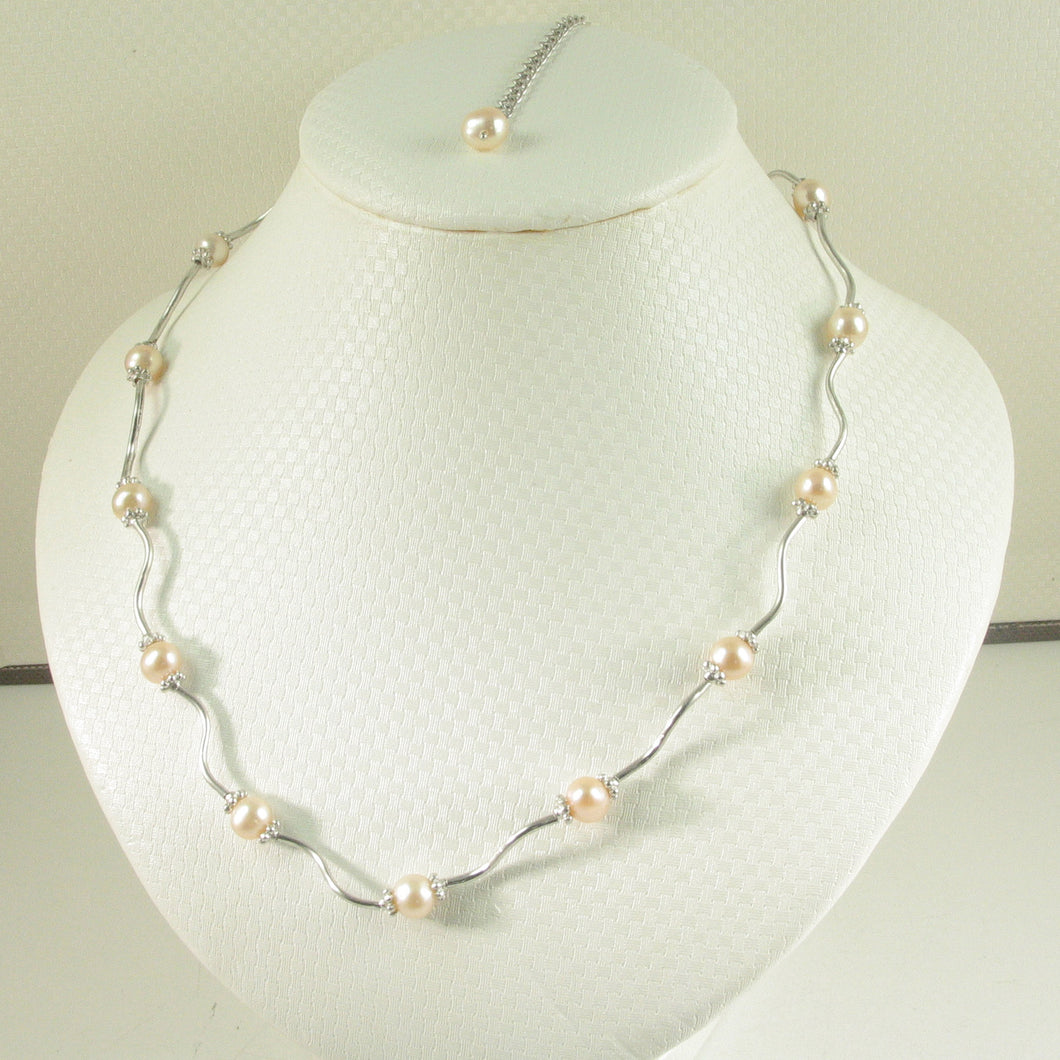 9609972-Solid-Sterling-Silver-Genuine-Pink-F/W-Culture-Pearls-Necklace
