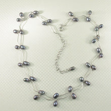 Load image into Gallery viewer, 9609981-Sterling-Silver-Black-Gray Freshwater-Pearls-Adjustable-Necklace