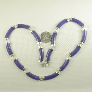 9610064-Solid-Sterling-Silver-15-Segments-Dark-Lavender-Jade-Necklace
