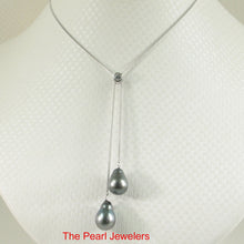 Load image into Gallery viewer, 96T0022-Beauty-Necklace-Crafted-Silver-.925-Cubic-Zirconia-Twin-Tahitian-Pearl