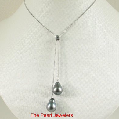 Solid Silver .925 Twin Tahitian Pearl Necklace
