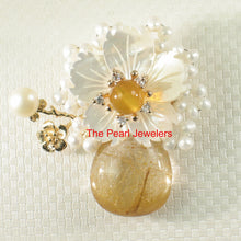 Load image into Gallery viewer, 9700015-Handcrafted-Elegant-Beautiful-Rutilated-Quartz-Flower-Brooch-Pendant